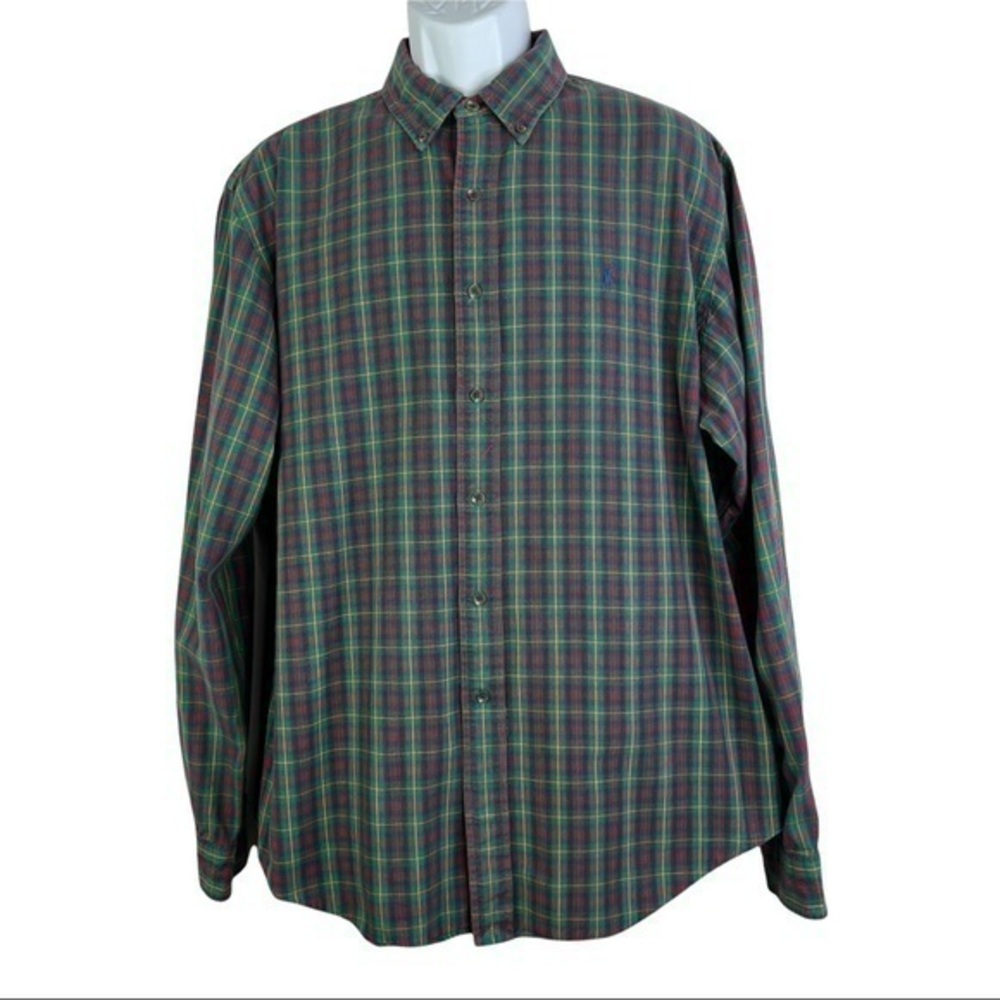 Ralph Lauren Men Shirts Green Plaid Colorful Sz XL